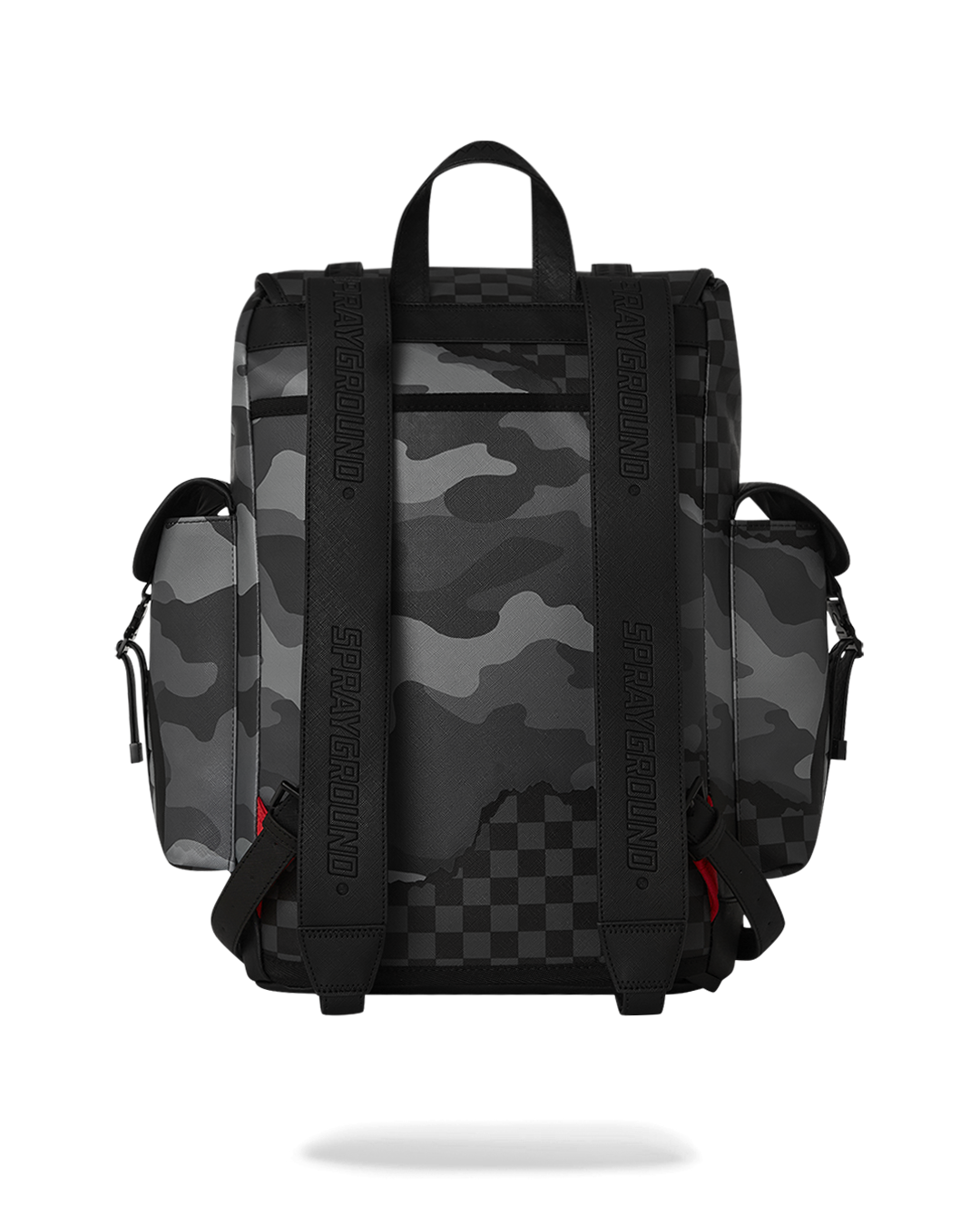 Close-up of the sleek exterior with metal buckle details on the Riptide Monte Carlo backpack
