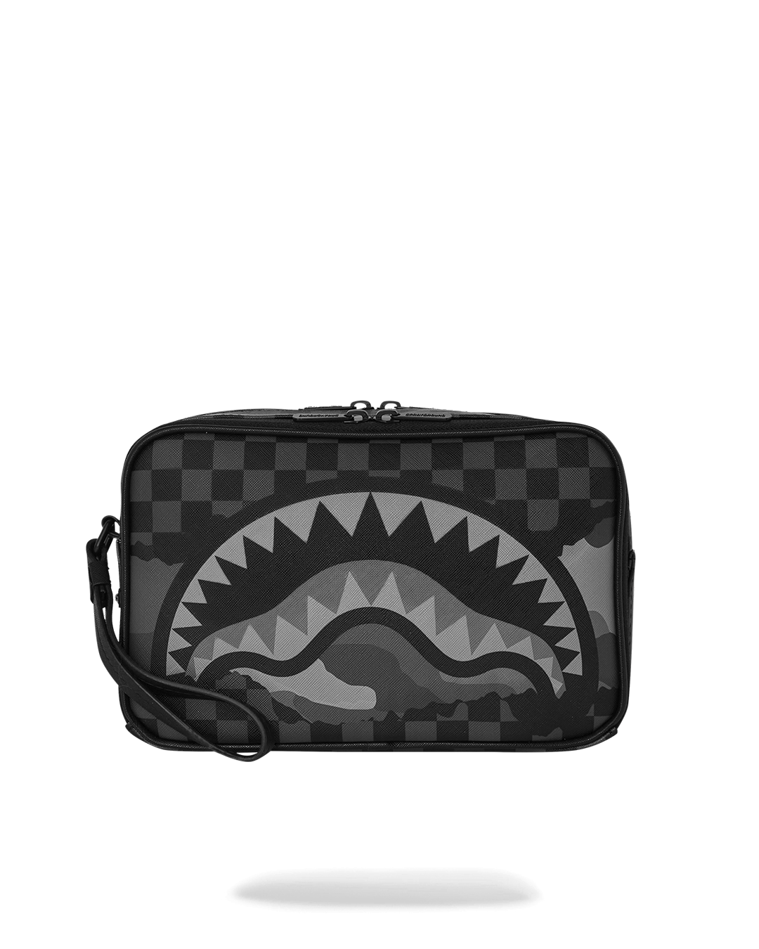 Leather crossbody bag with removable strap and shark pocket.