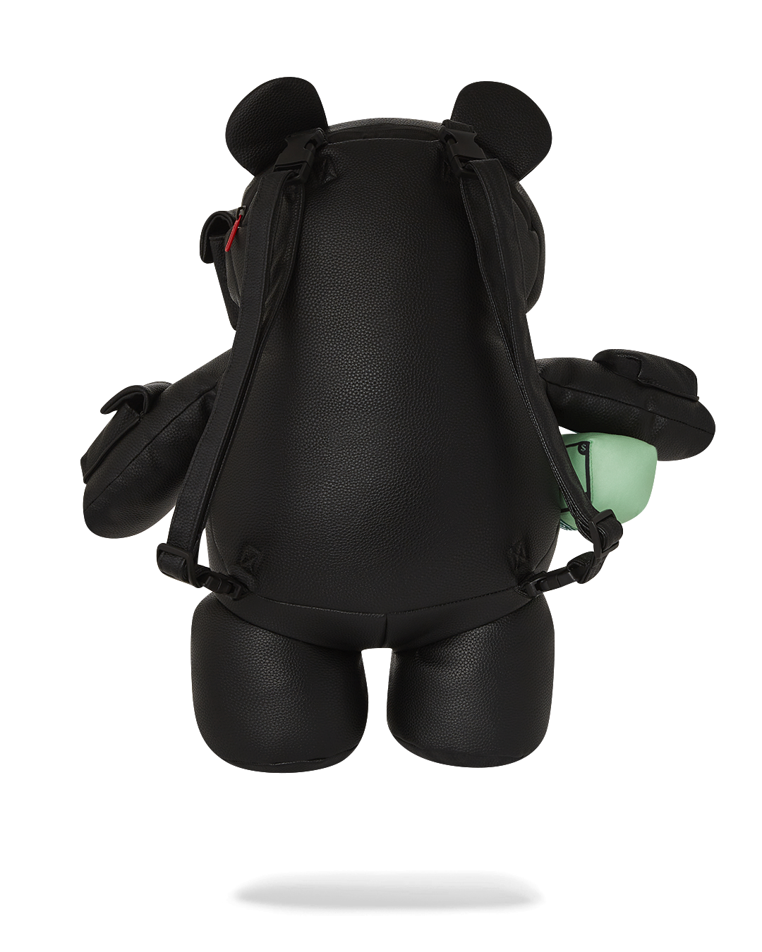 Front view of the sprayground teddy bear backpack featuring the money bear motif