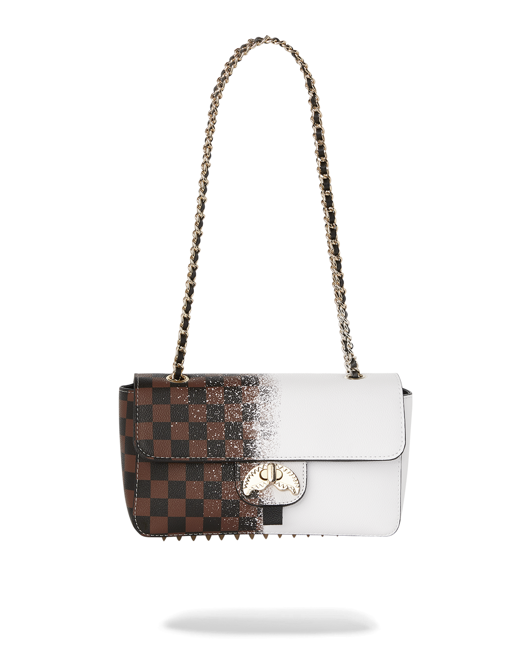 Close-up of Shark Charm Designer Handbag showcasing its unique chain detail.