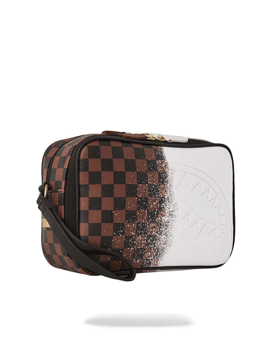 Close-up of the shark shape cargo pocket on the crossbody bag.