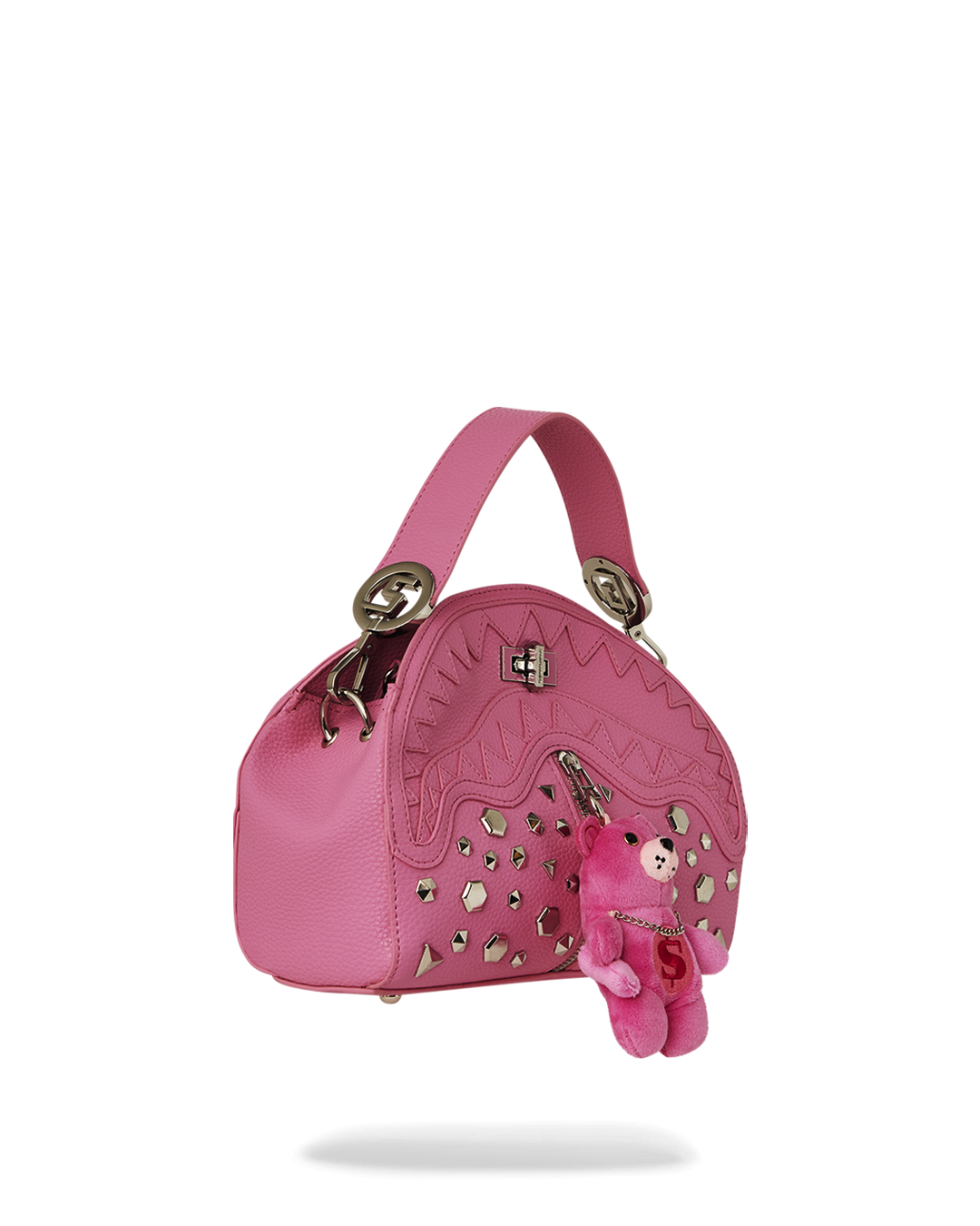 Fashionista bag with adjustable chain strap and plush bear interior, ideal for daily use.