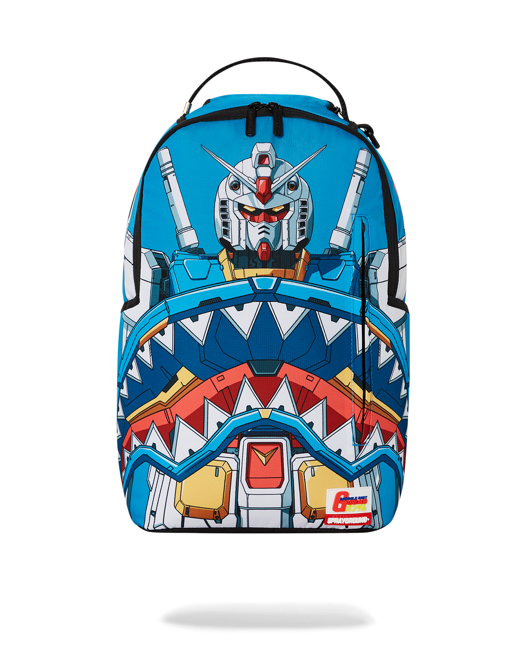 Gundam Shark DLXSR Backpack with 17-inch laptop compartment and animal print design