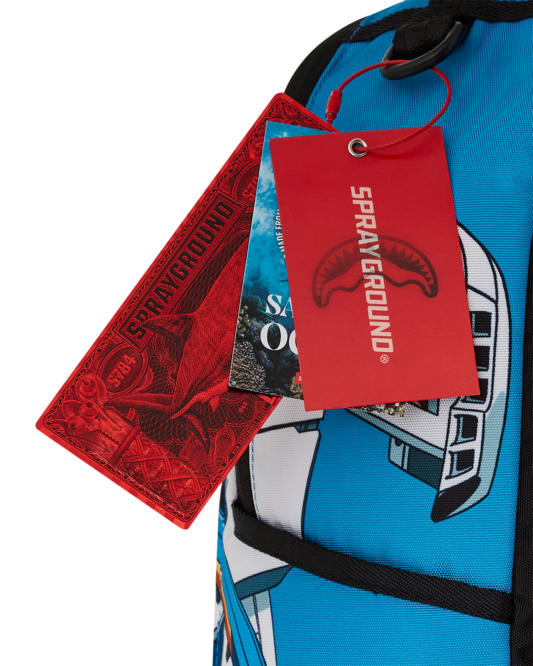 Gundam Shark DLXSR Backpack with 17-inch laptop compartment and animal print design
