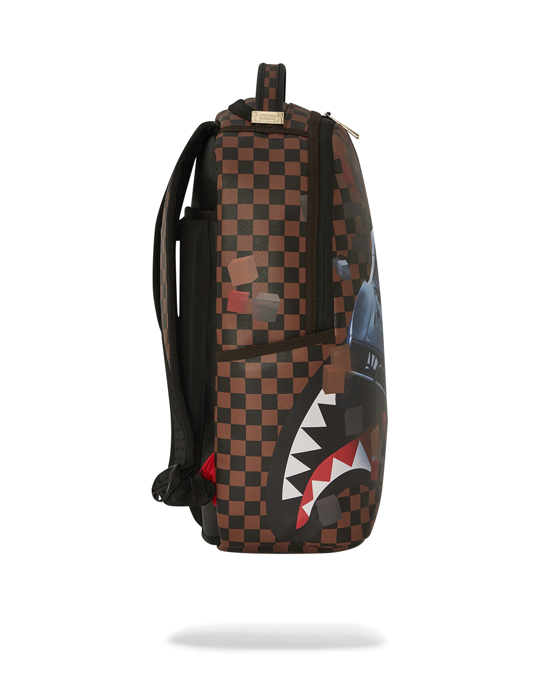 Side angle showing ergonomic straps and side pockets