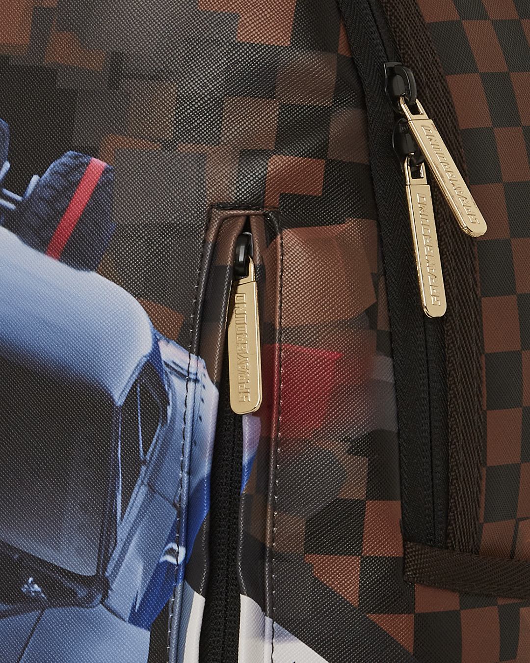 Open compartment revealing velour laptop sleeve and interior mesh