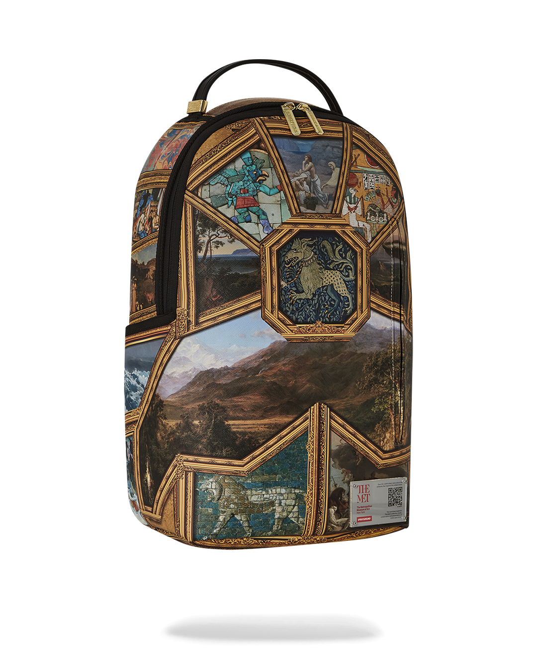 Interior view of the backpack with velour laptop compartment and mesh organizer pocket