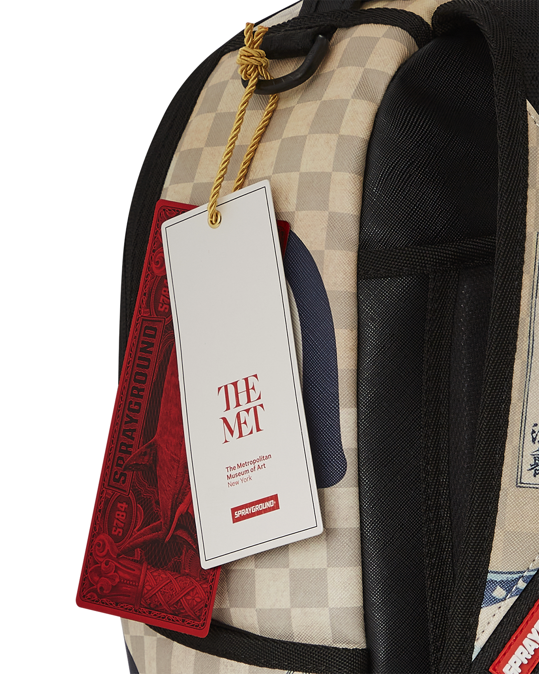 Interior view of the Sprayground backpack with laptop compartment and organizer pockets