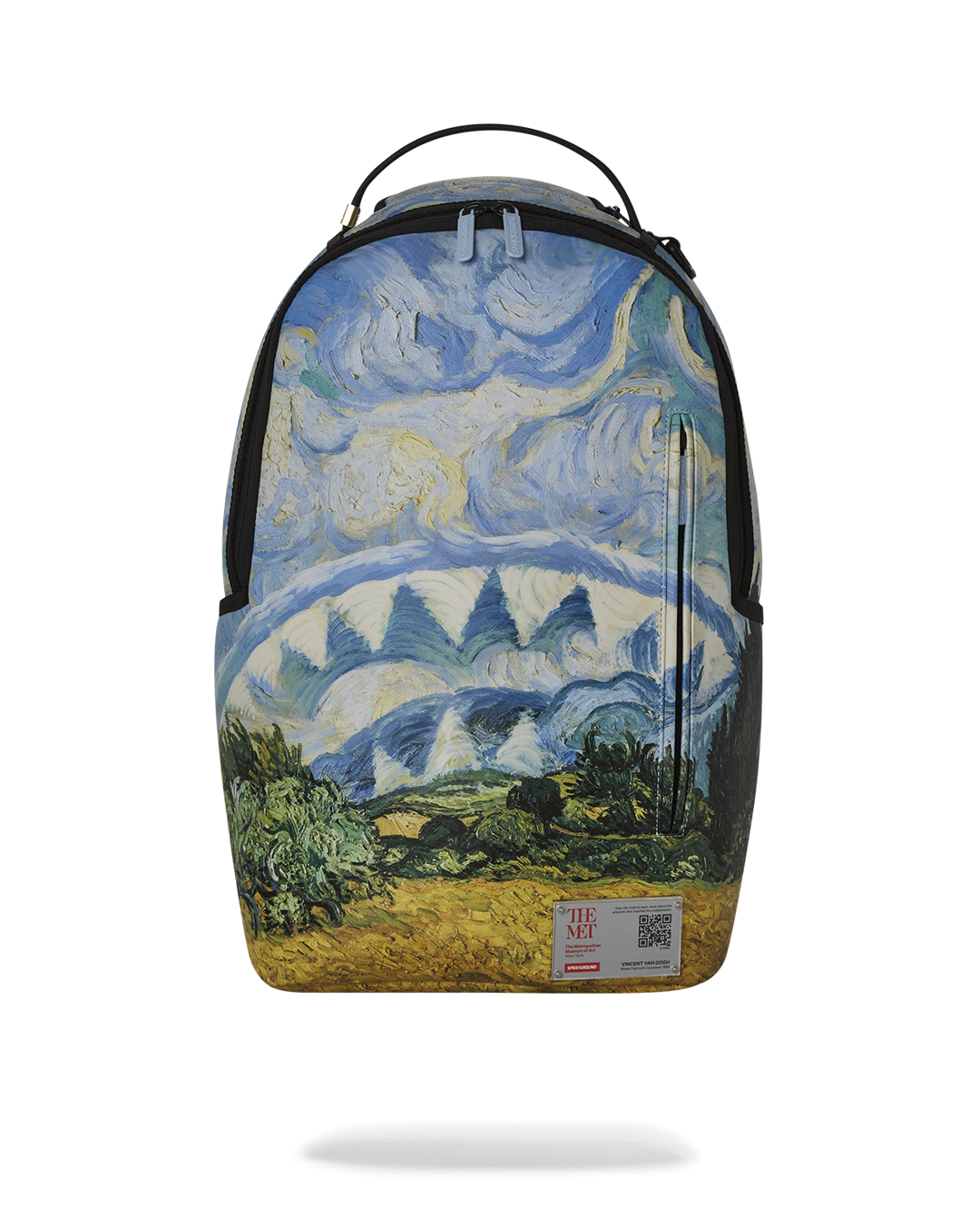 Front view of the Van Gogh backpack showcasing the Shark Mouth design.