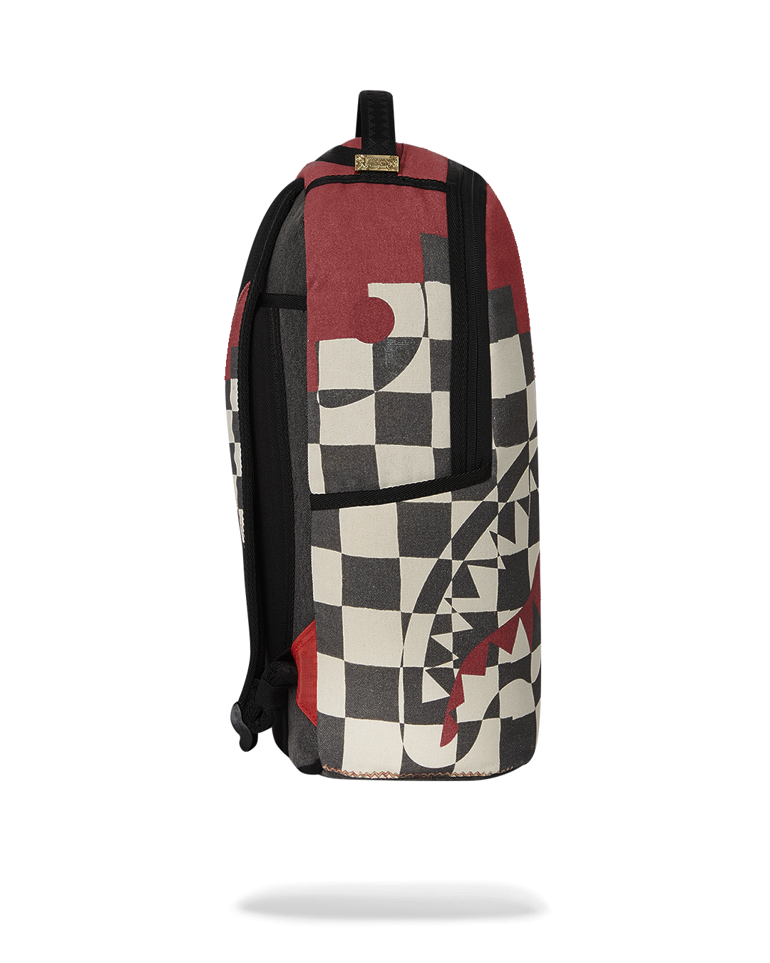 Side profile highlighting ergonomic padding and side pockets for easy access
