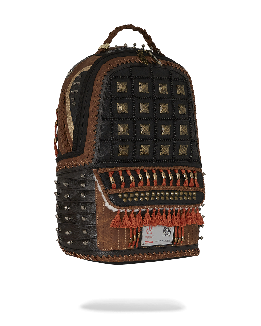 Side view highlighting the textured faux leather material and side pockets
