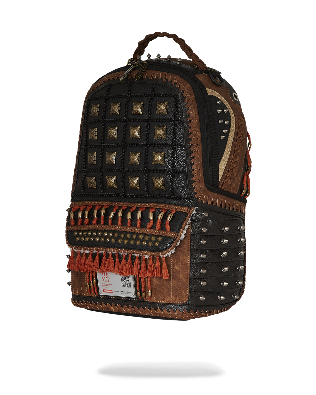 Side view highlighting the textured faux leather material and side pockets