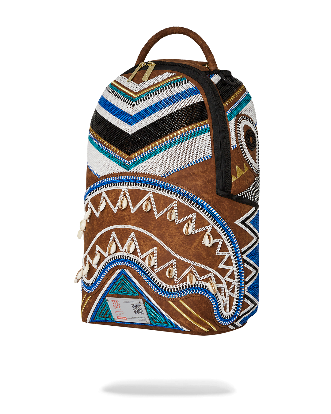 Beaded Backpack inspired by African heritage and Kuba Kingdom headdress