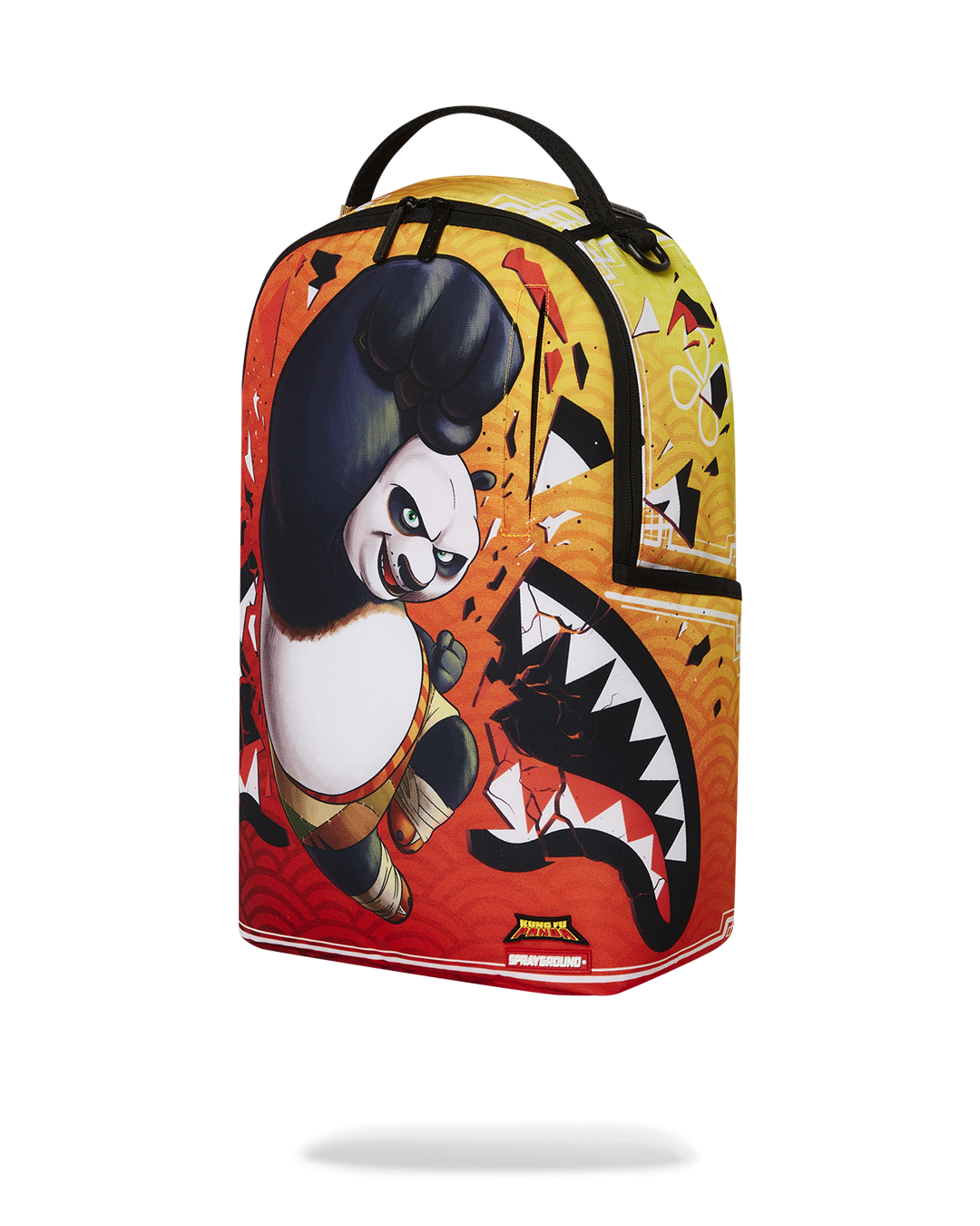 Side-angle showcasing clear Sprayground backpack with ergonomic mesh padding