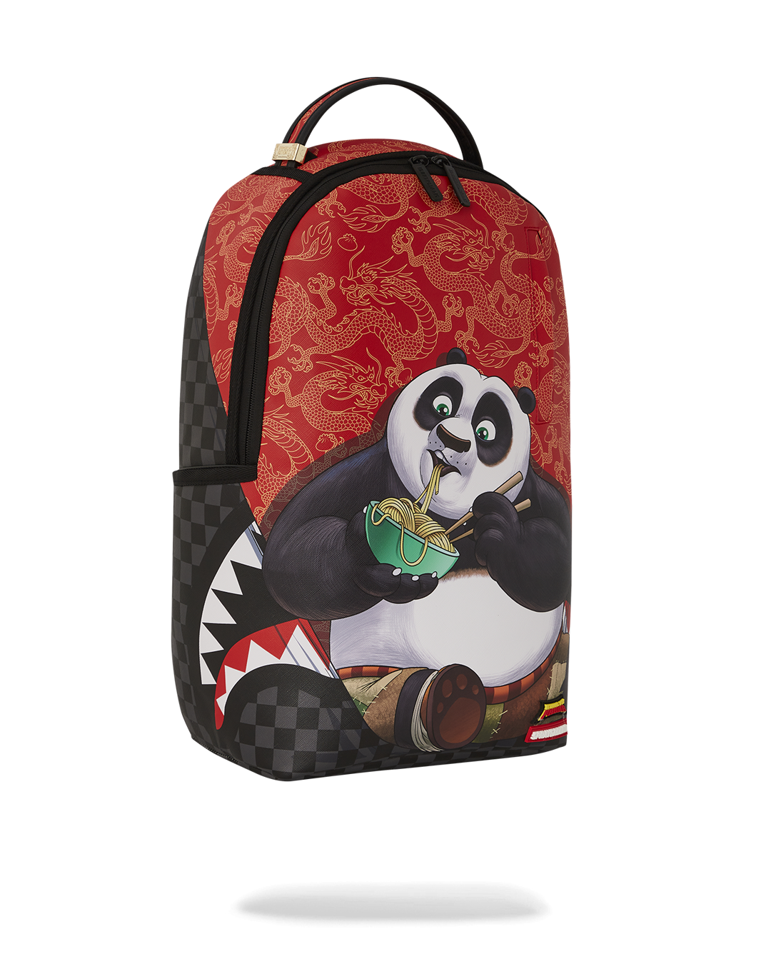 Side view of the designer backpack with adjustable straps and ergonomic padding