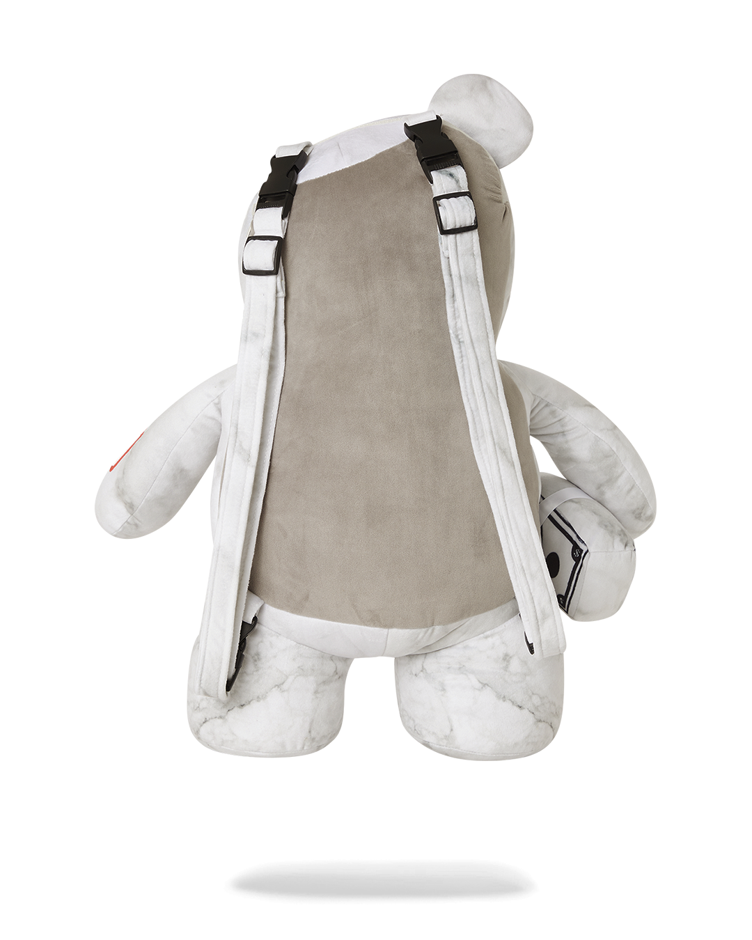 Front view of the Alexander the Great Macedonian teddybear backpack, showcasing its bear shape and detailed design.