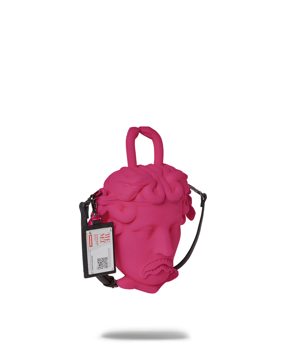 Medusa handbag with removable keychain and Spraygrounds signature shark mouth