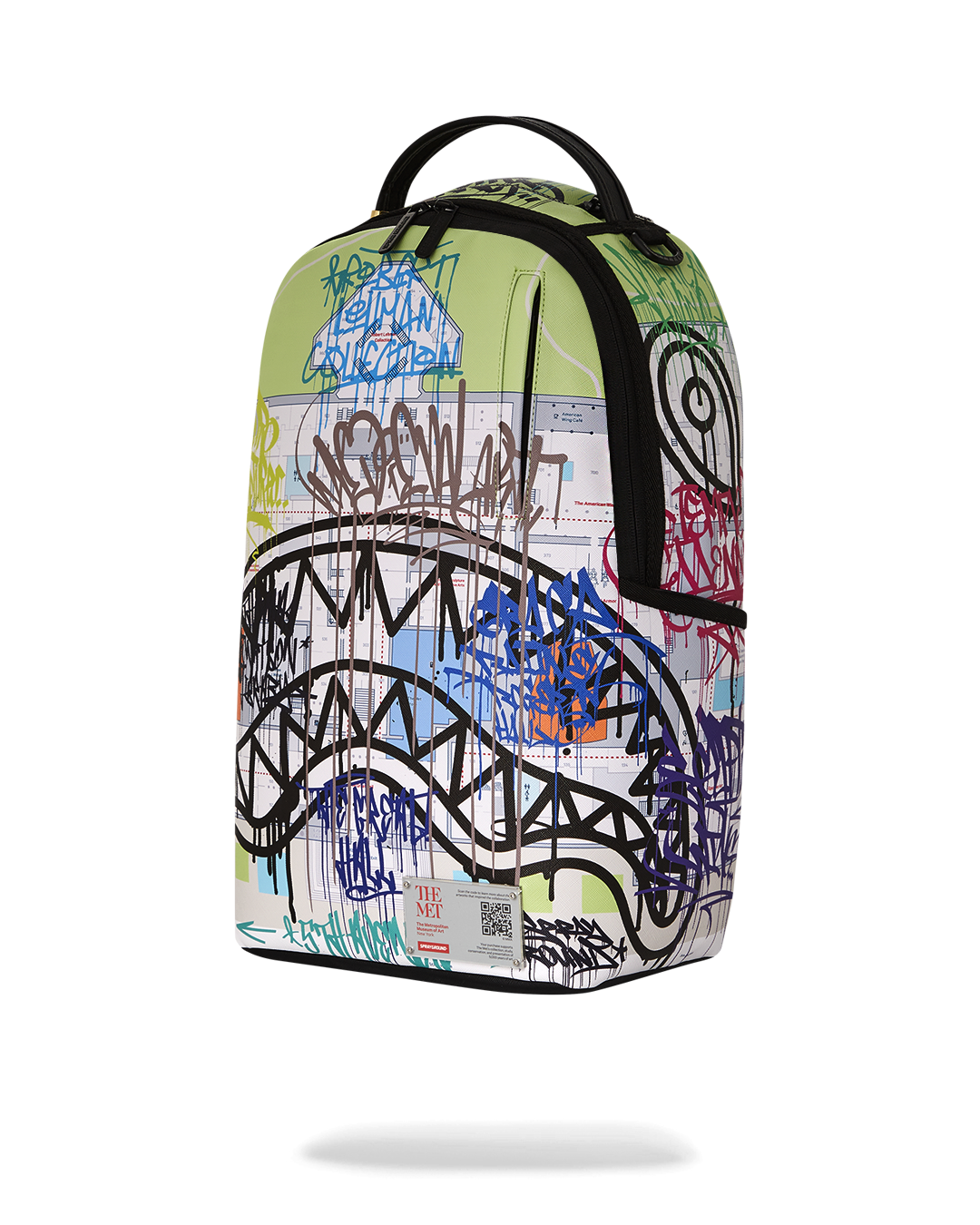 Interior of The Met Map Backpack displaying the velour laptop compartment and organizer.