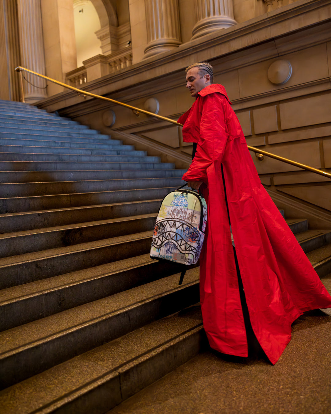 Interior of The Met Map Backpack displaying the velour laptop compartment and organizer.
