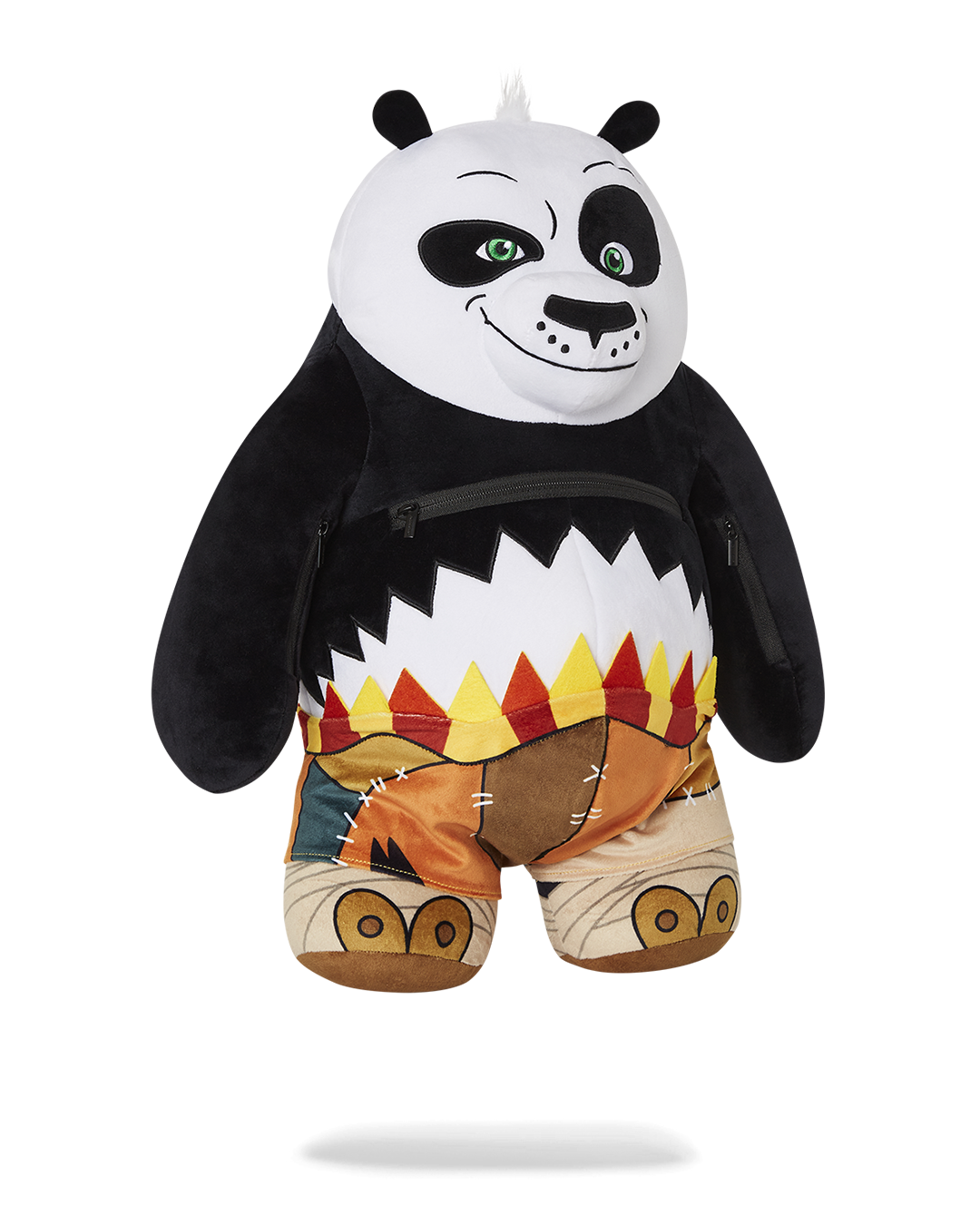 Back panel of sprayground teddy bear backpack with adjustable straps visible