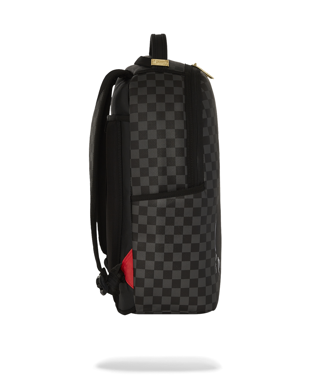 Side view of ergonomic backpack with adjustable straps and mesh padding