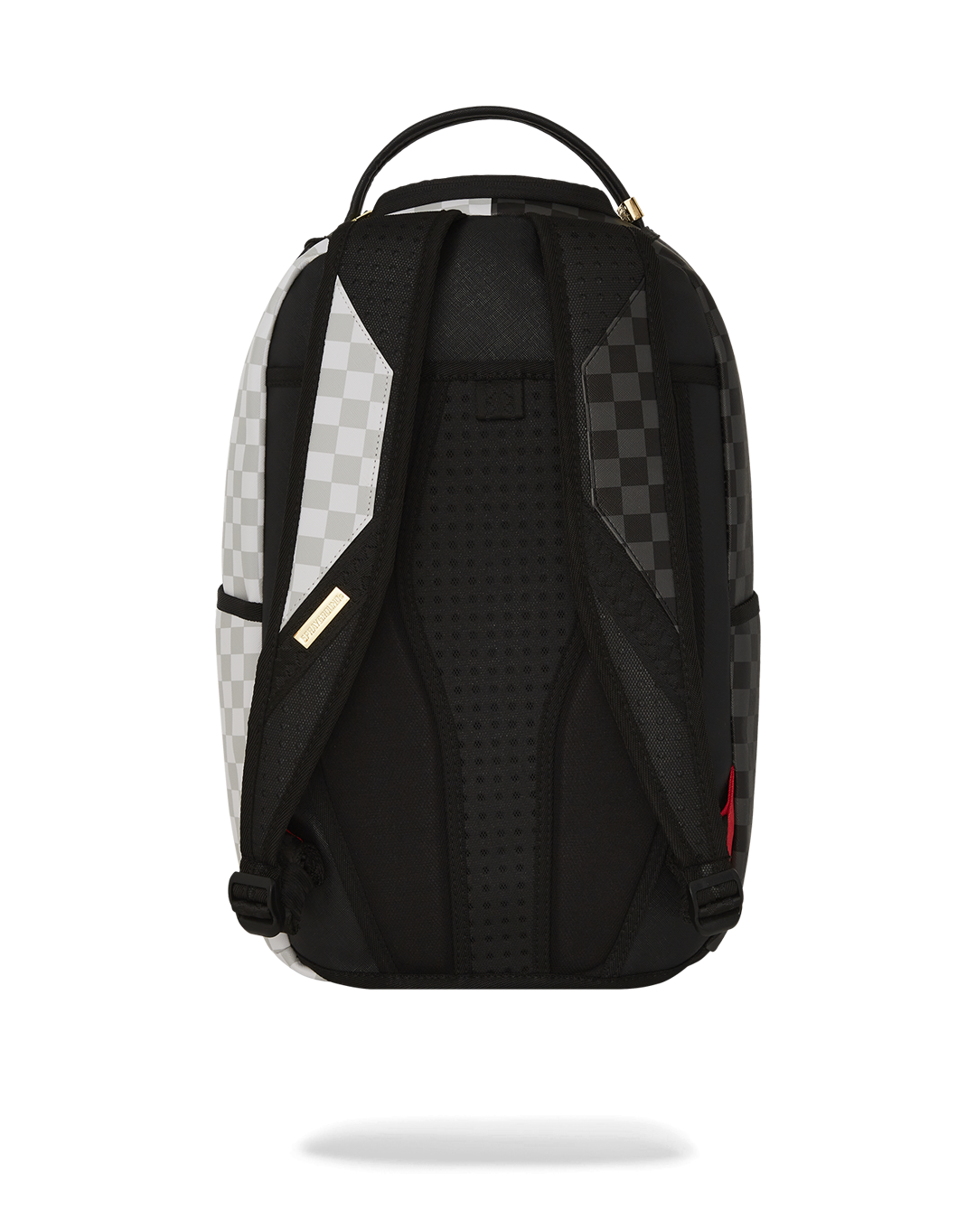 John Wick backpack showcasing faux leather and coin emblem detail
