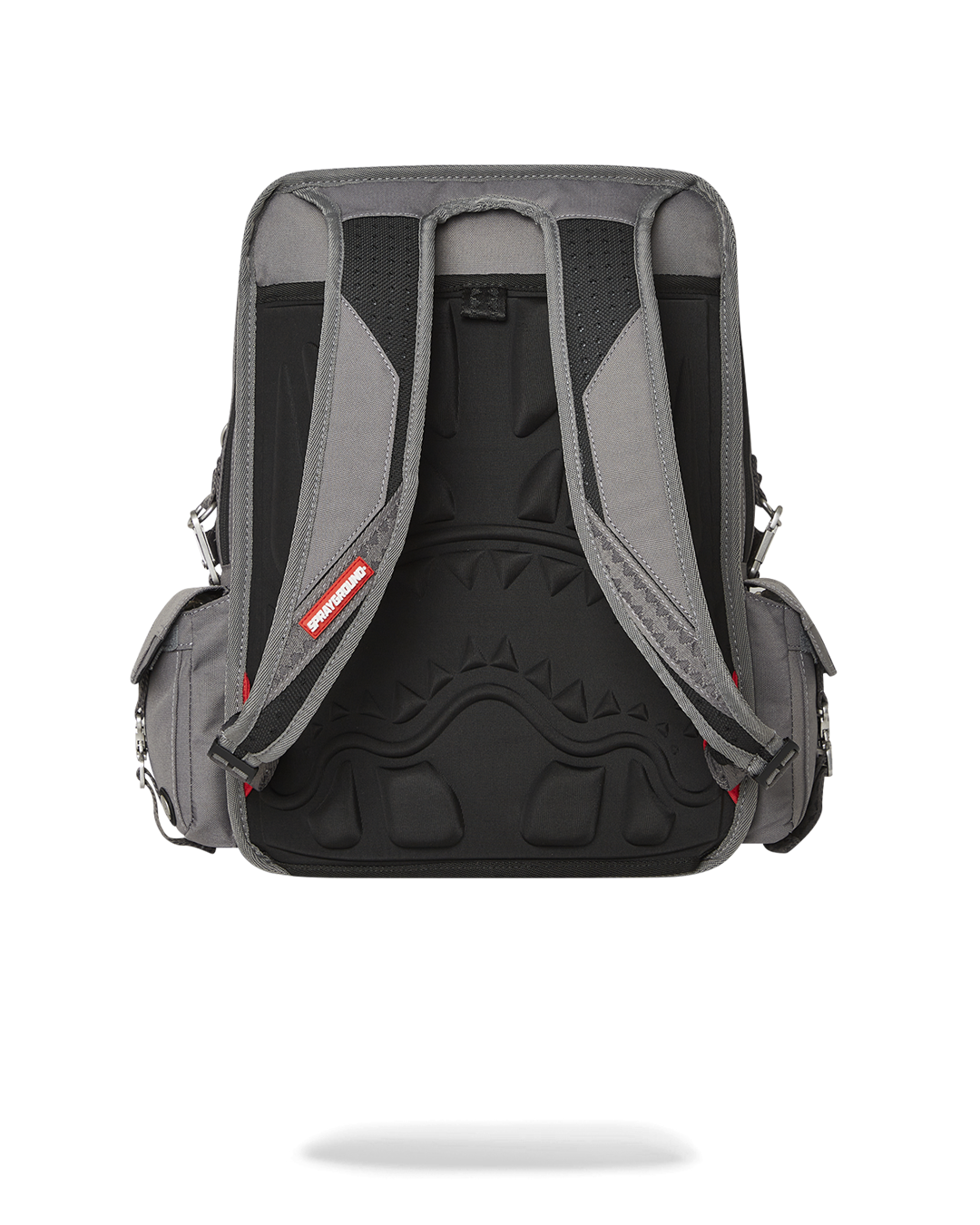 Front view of the Top Gun pilot backpack with rubber patch details.