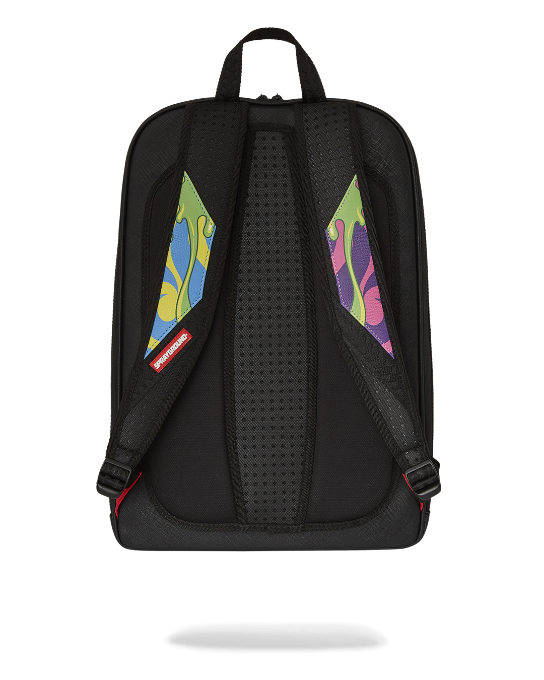 Close-up of the faux leather material and adjustable straps