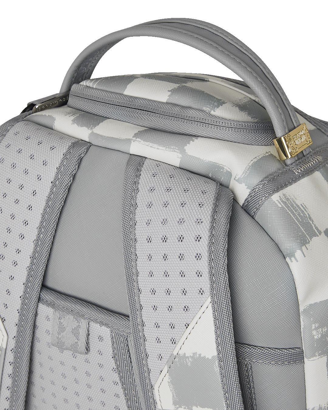 Leather backpack with front zipper pocket and side pockets