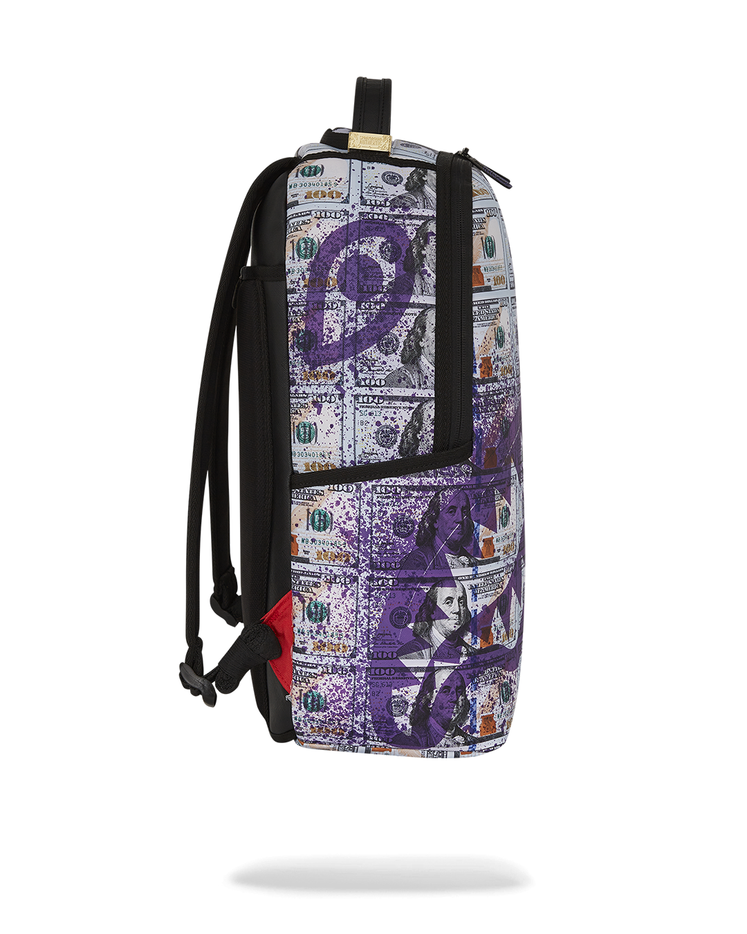 Interior shot showing the velour laptop compartment and organized mesh pocket