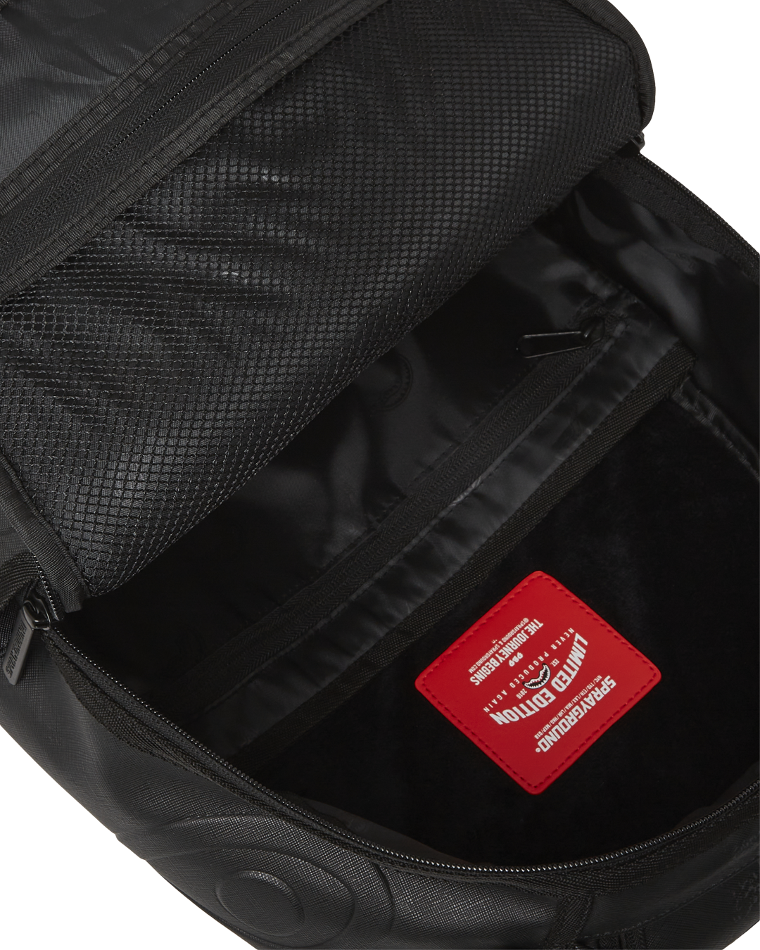 Sprayground Faux Leather Deluxe Laptop Backpack front view with multiple pockets