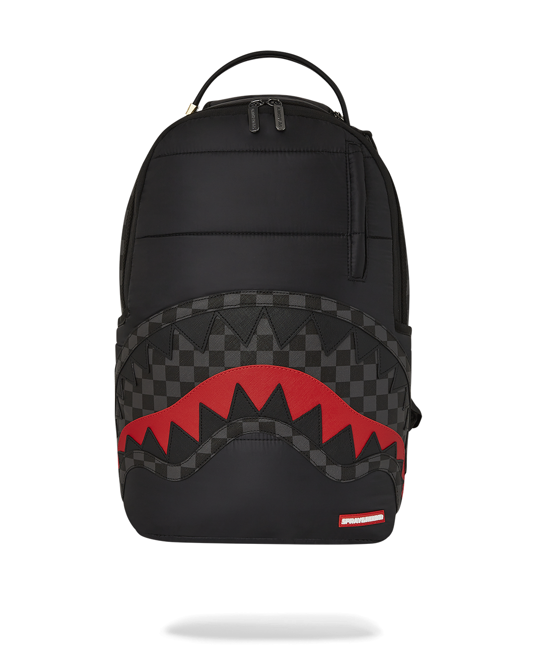 Front view of the luxury faux leather backpack showcasing its sleek design.