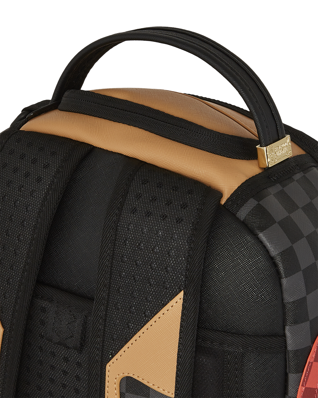 Close-up of the backpacks velour laptop compartment and organizer pockets.