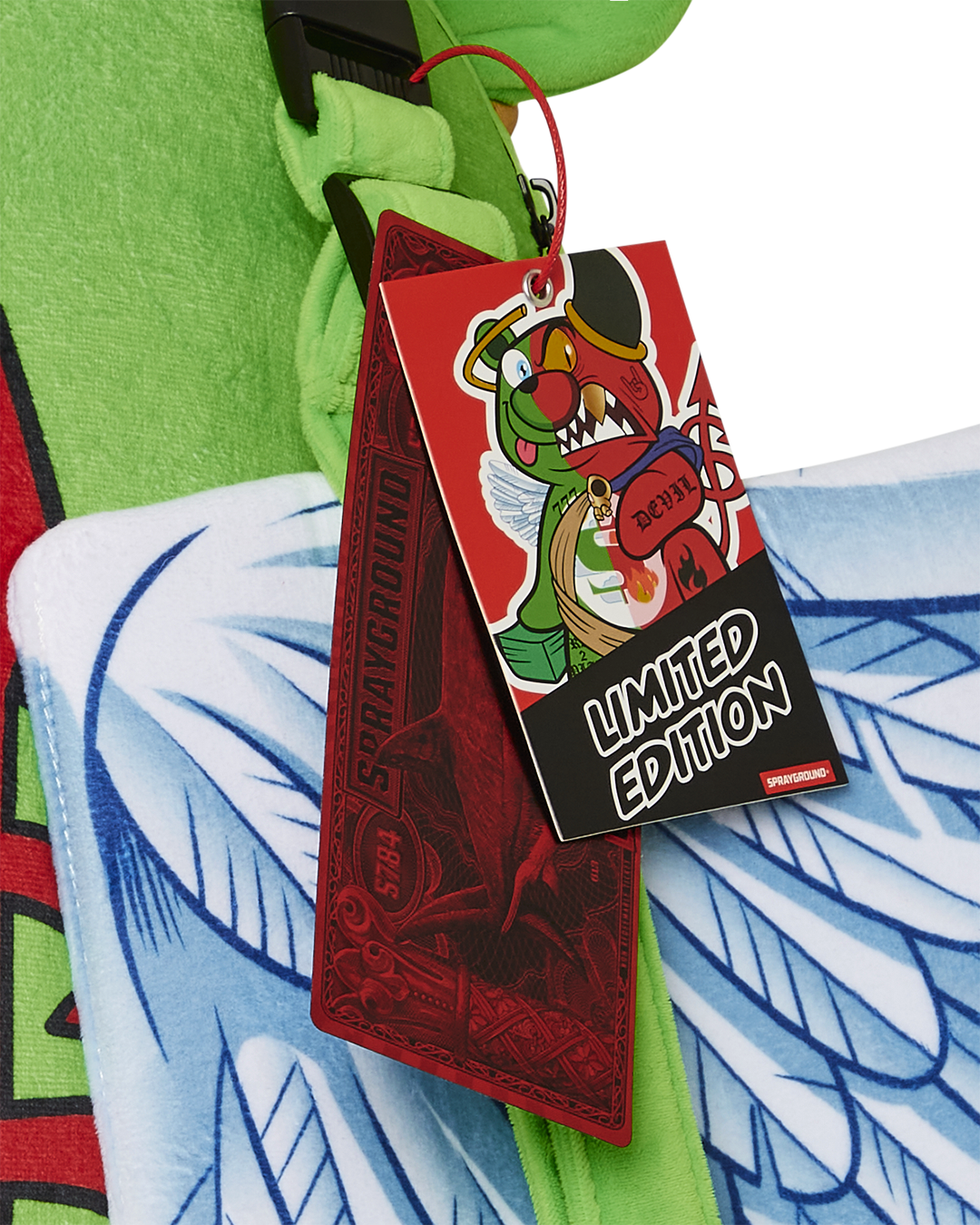 Close-up of the durable polyester velour fabric and water-resistant coating.