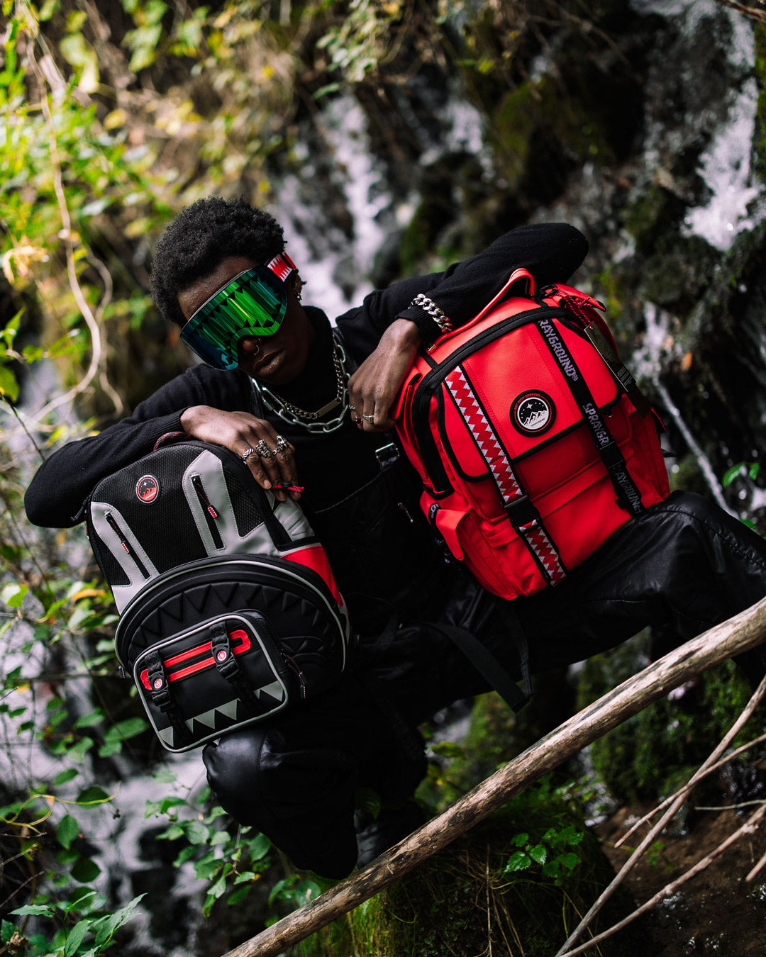 Arctic Deluxe backpack in use, styled with urban travel gear.