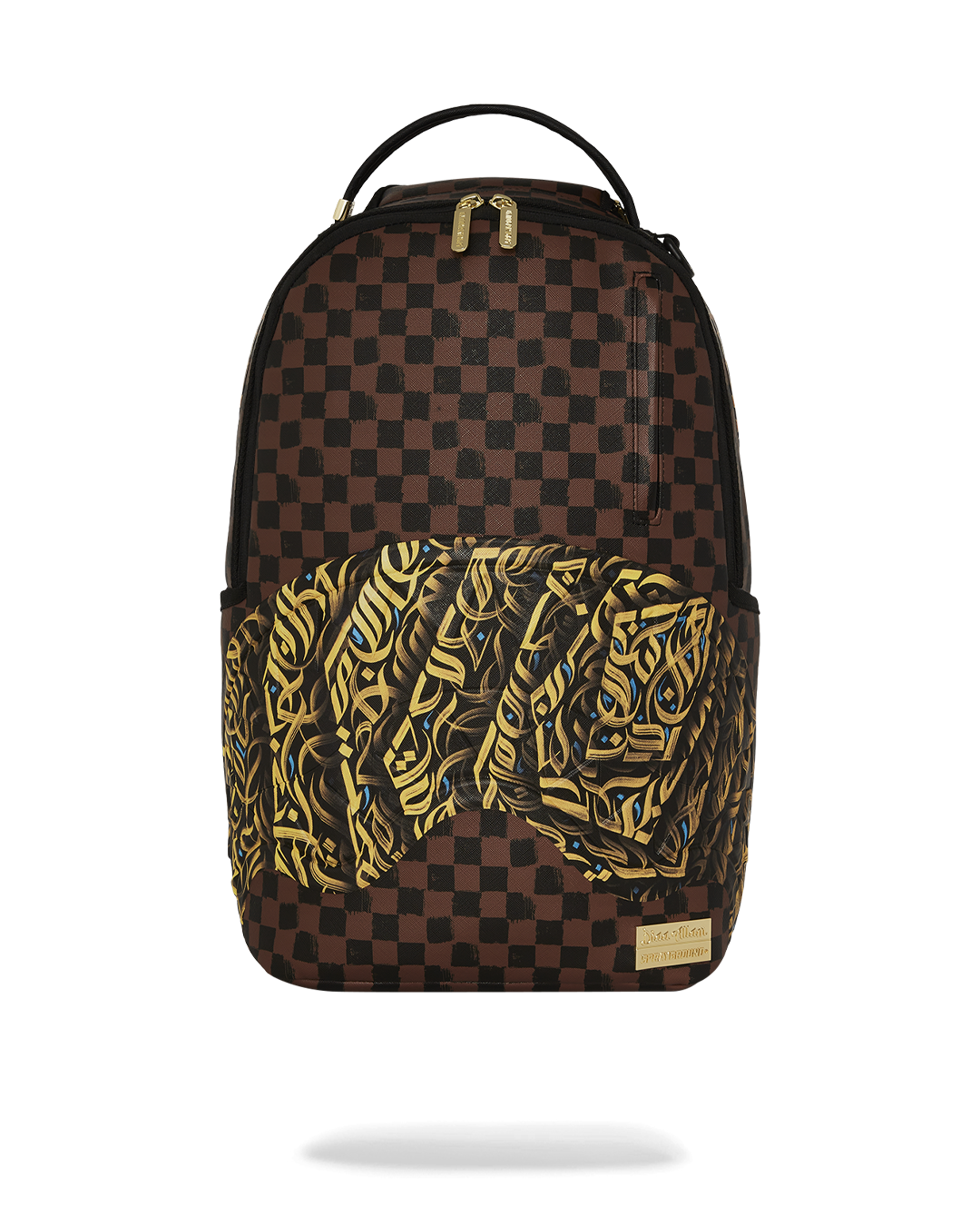 Diaa Allam designer backpack featuring Arabic calligraphy art, worn casually in NYC streets