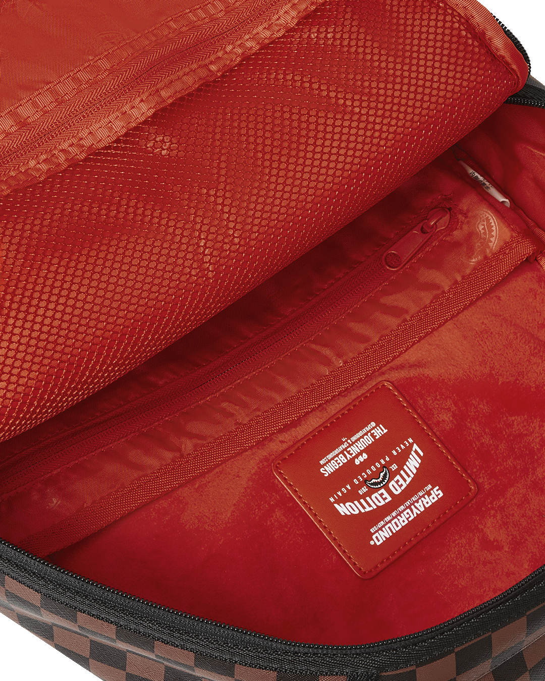 Faux leather backpack with separate velour laptop compartment and mesh organizer pocket