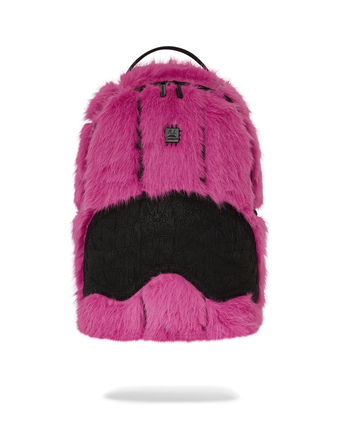 A.I. x Sprayground faux leather backpack worn by a traveler in the city