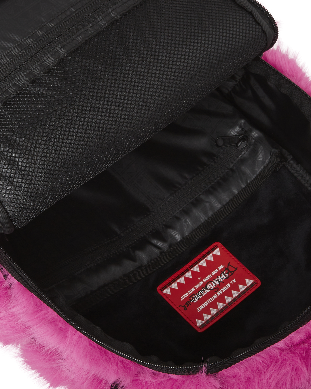 A.I. x Sprayground faux leather backpack worn by a traveler in the city
