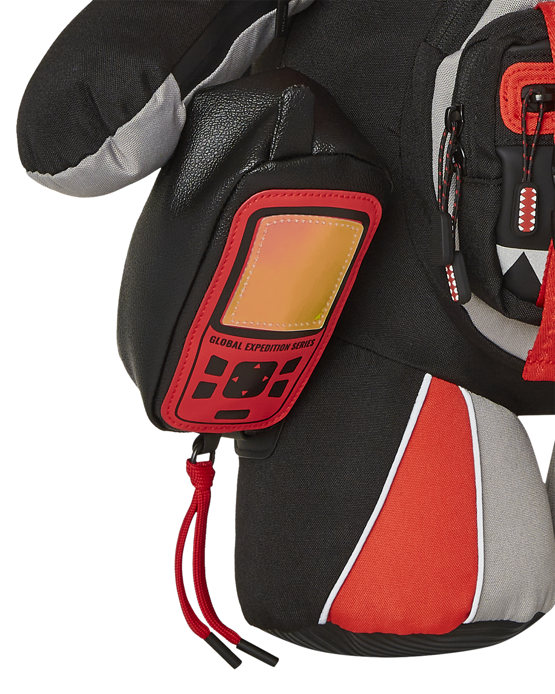 Cuddly Teddy Bear Backpack front view, showcasing the teddy bear design and zippered pockets.