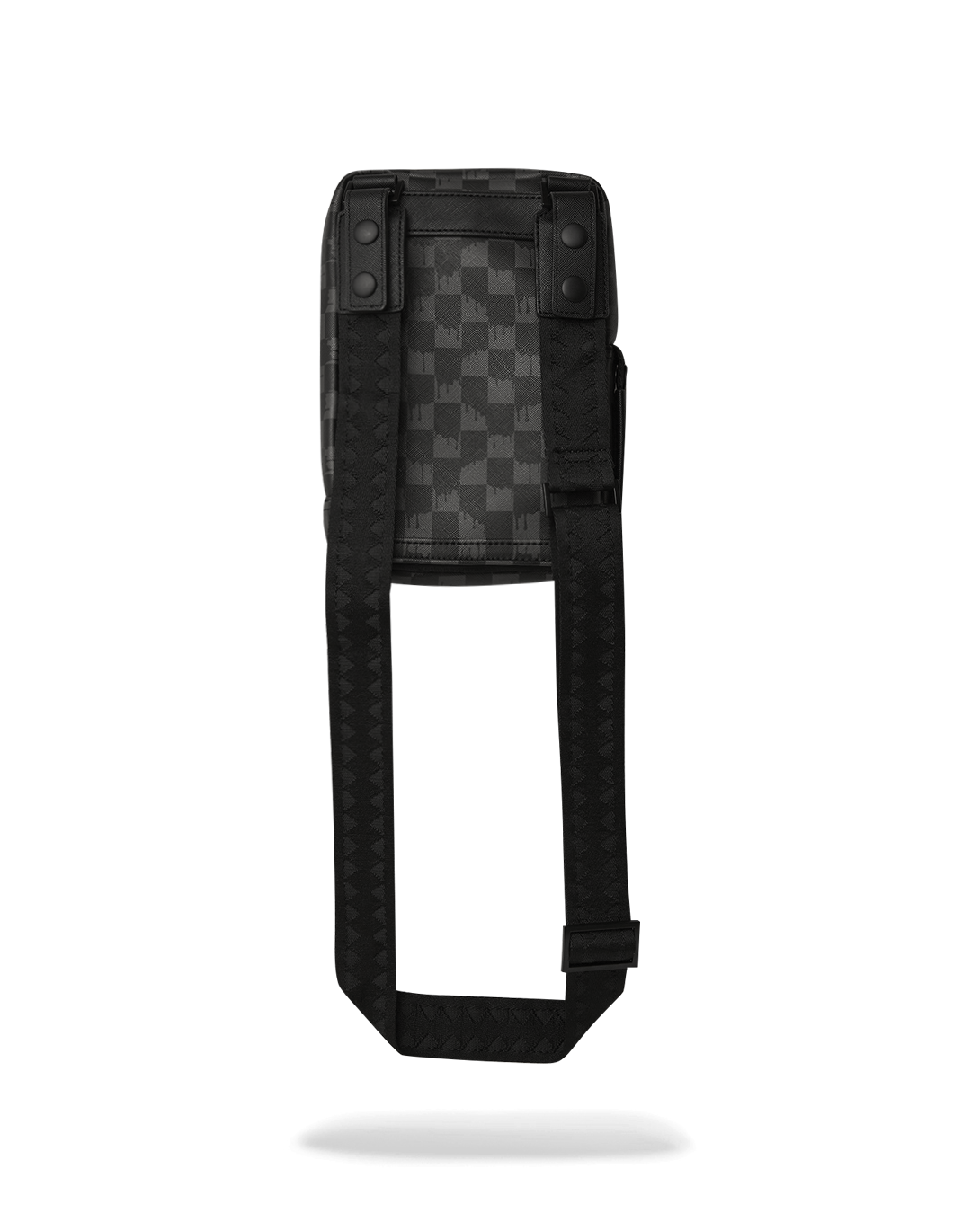 Back panel of sling bag featuring hidden zipper pocket and side handle