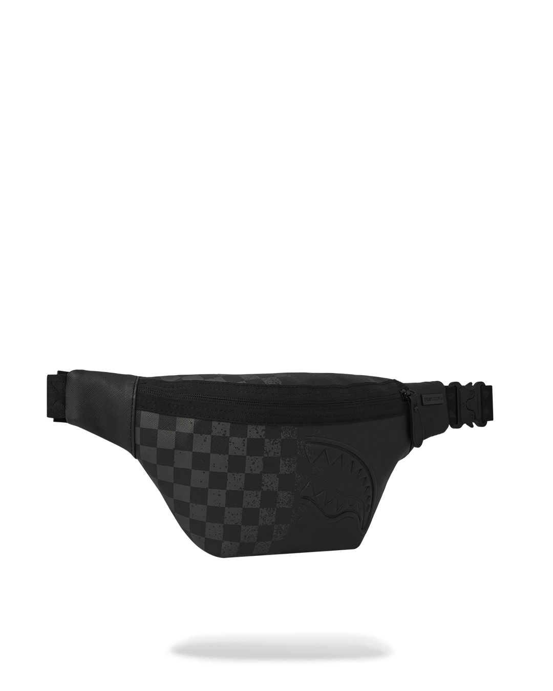 Black crossbody bag with essentials like a phone and wallet for on-the-go use.