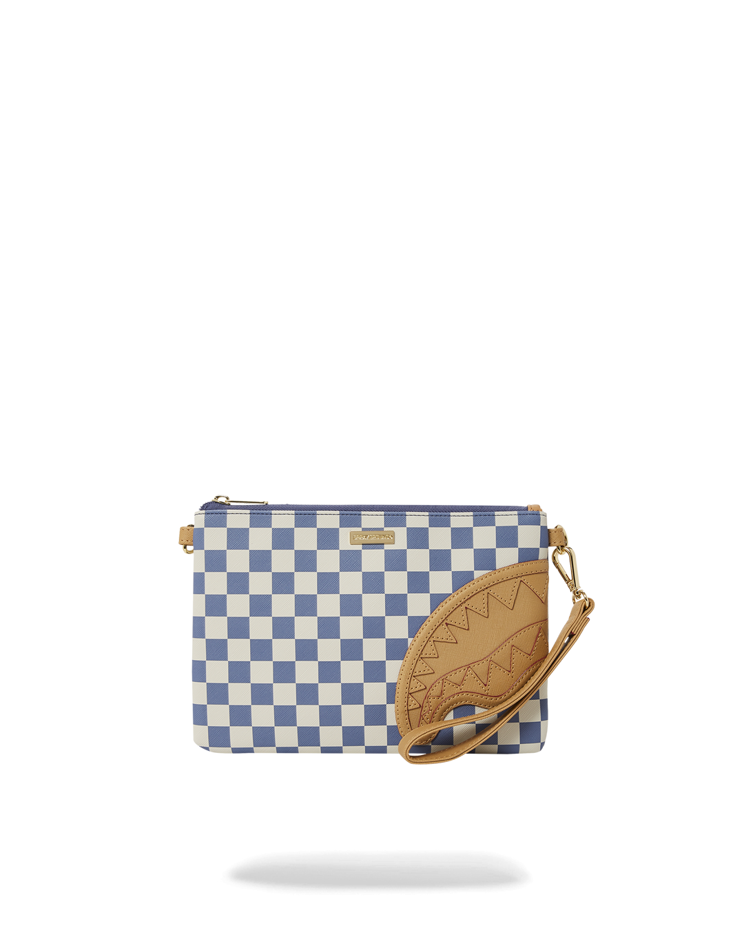 Close-up of the convertible clutch bags zip closure and interior pocket