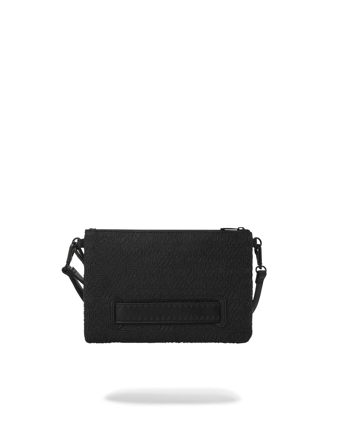 Close-up of the clutchs zip closure and handle
