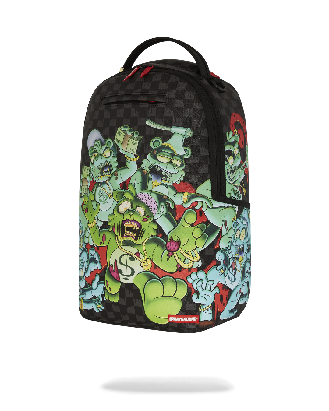 Interior view of the Zombie and the Gang faux leather backpack featuring the laptop compartment.