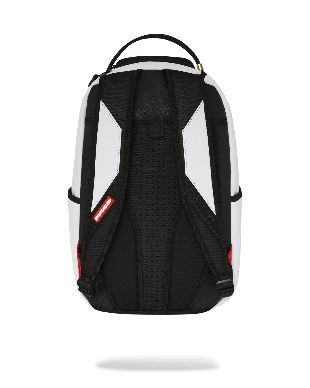 Side profile of art backpack with adjustable straps and water-resistant fabric