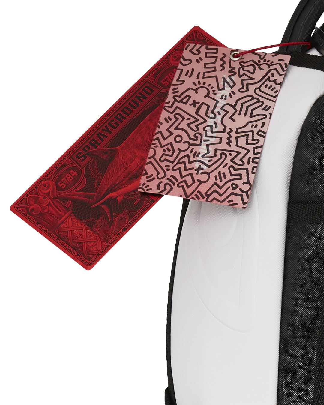 Side profile of art backpack with adjustable straps and water-resistant fabric
