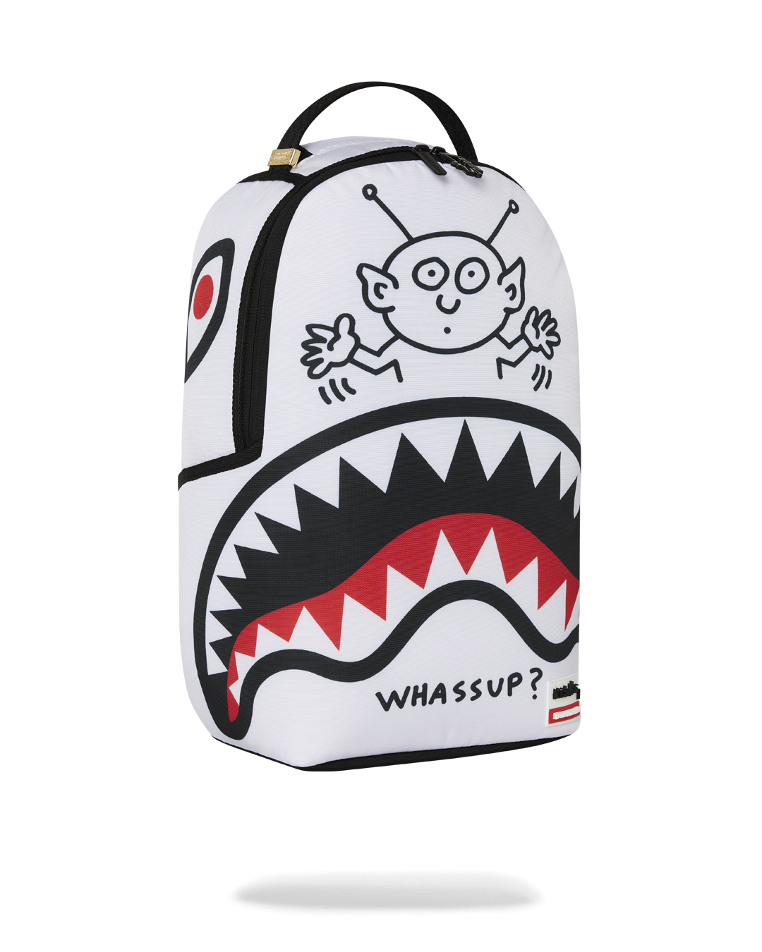 Open interior view of the clear Sprayground backpack featuring velour laptop sleeve and organizer pockets