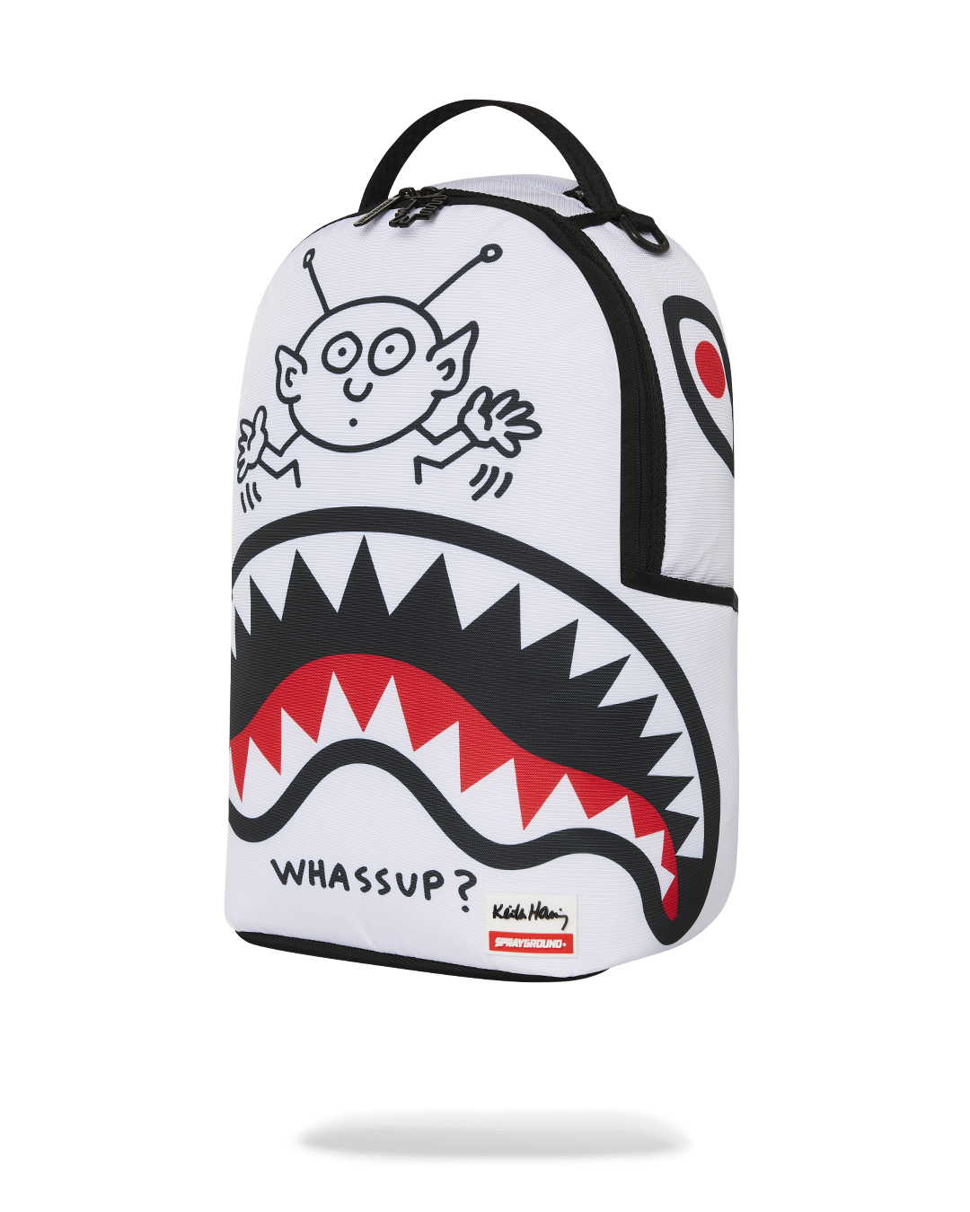 Open interior view of the clear Sprayground backpack featuring velour laptop sleeve and organizer pockets