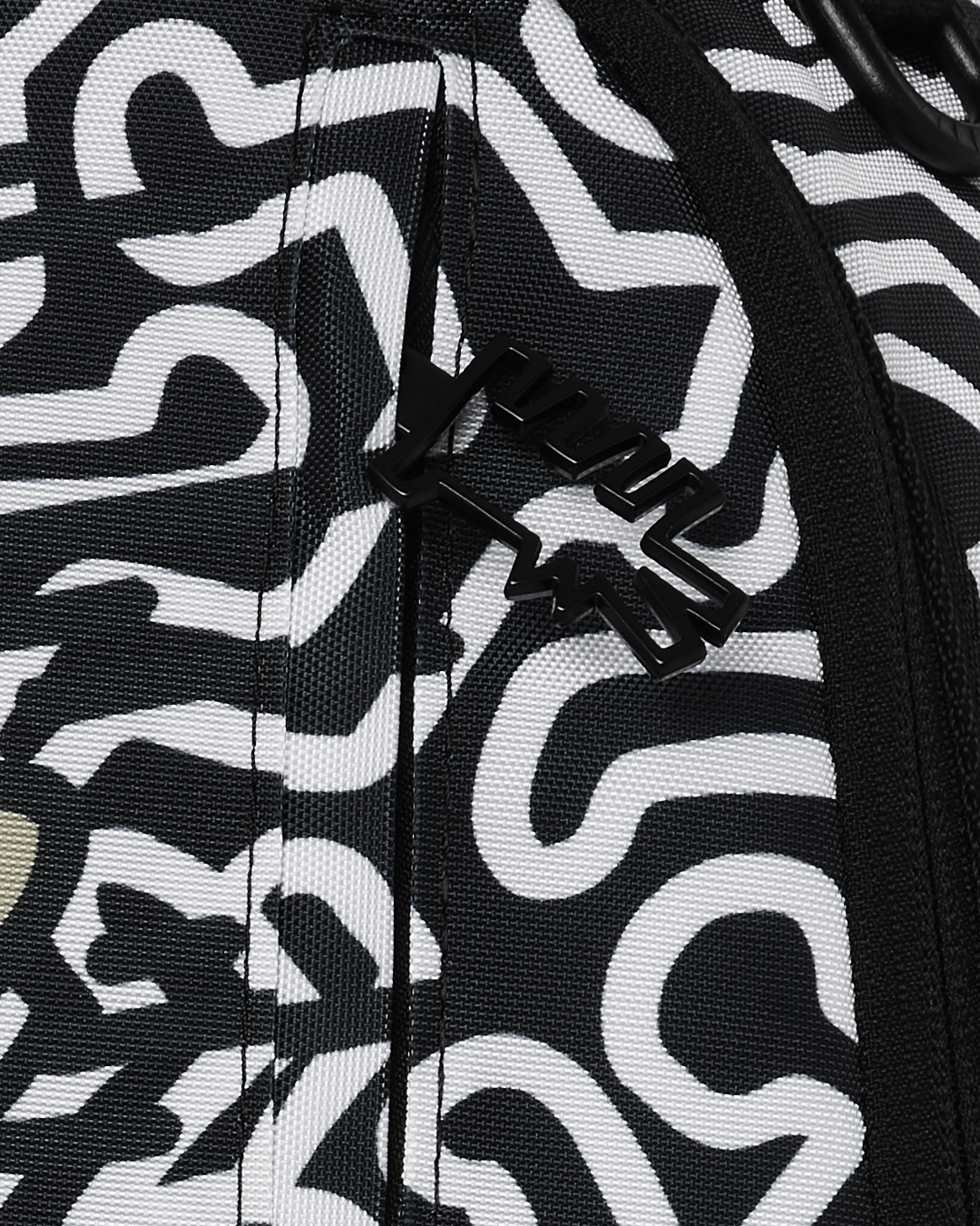 Side view of the roller skate backpack with side pockets and ergonomic back padding.